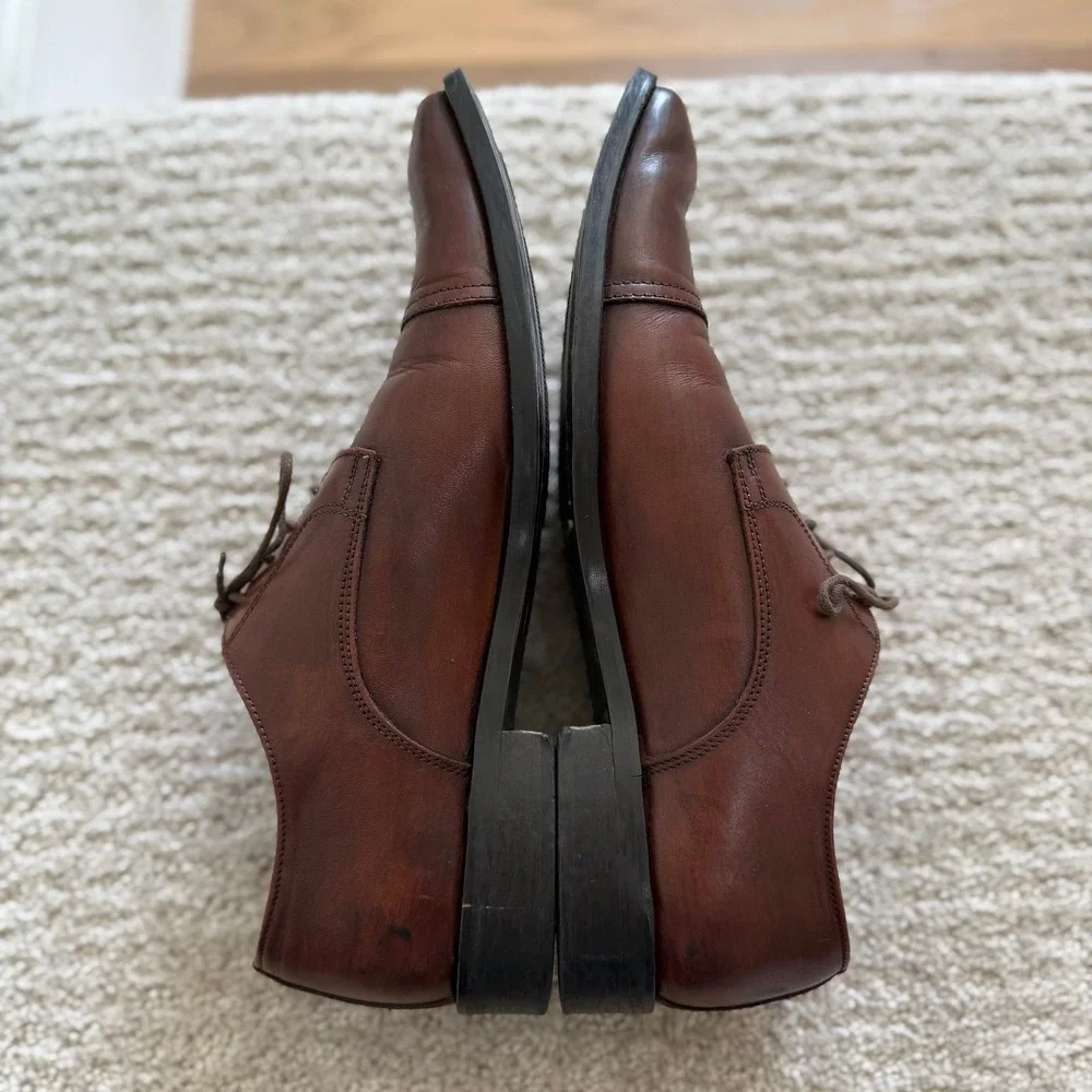 TO BOOT ITALY‎ Men 12 Brown Leather PLAIN Cap Toe Lace Up Dress Shoes OXFORD